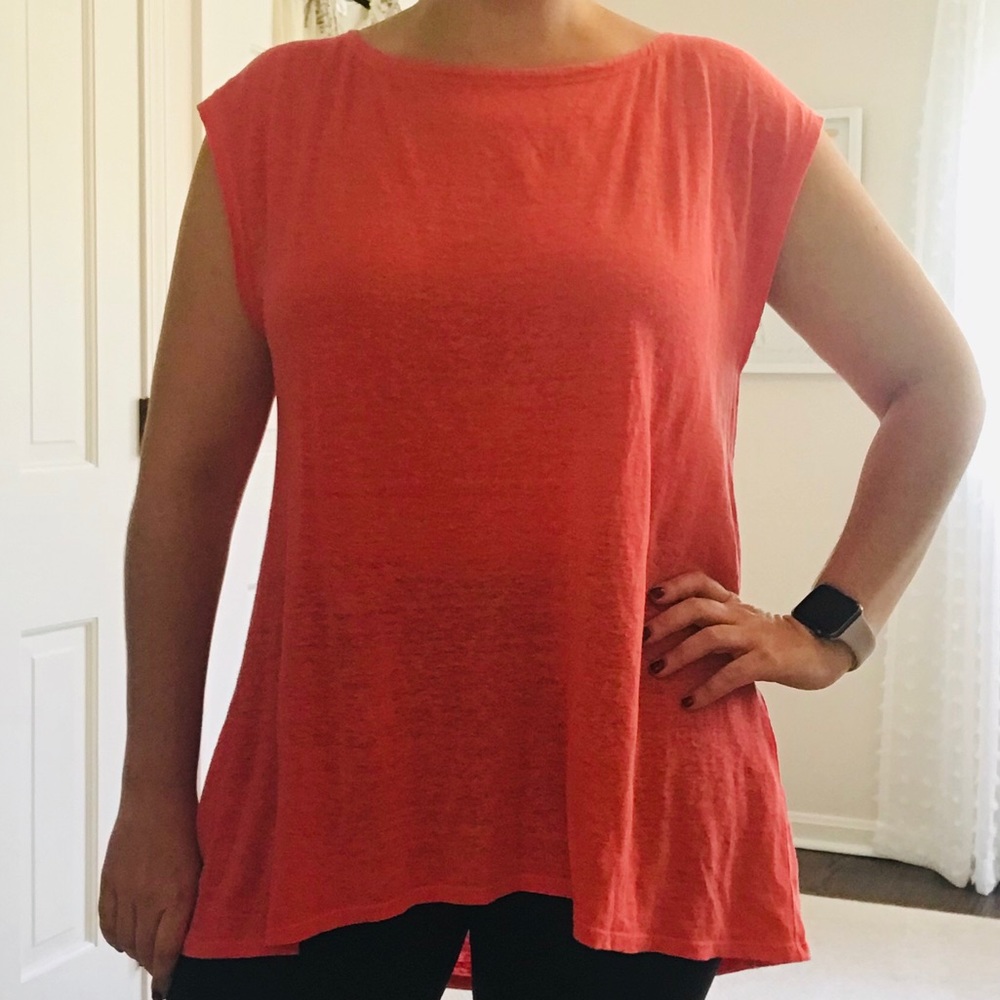 NWOT Eileen Fisher Linen Hi-Lo Coral Tank- Size M